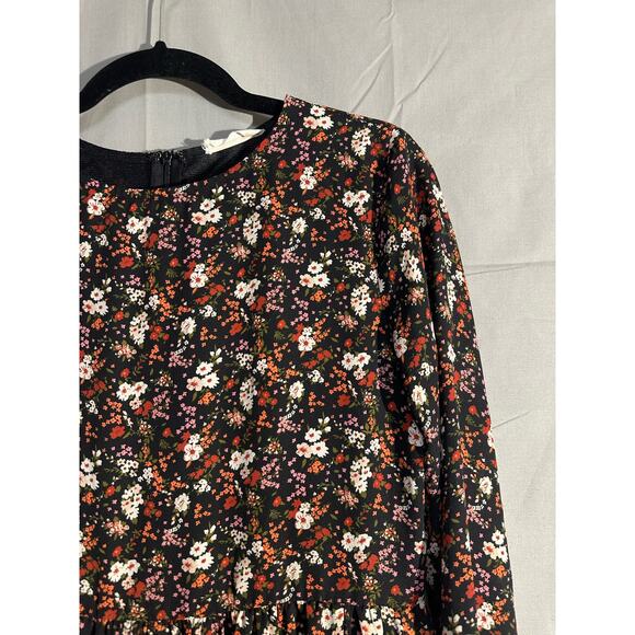 Altard State Dress Women XS Black Mini Floral Cottage Flowy Red Long Sleeve Boho - Picture 5 of 9